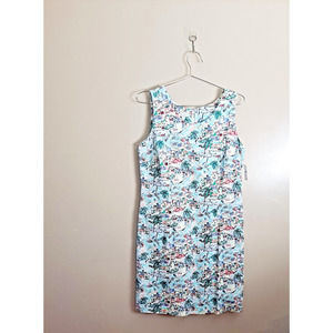 TALBOTS Outlet Scenic Beach Print SHEATH Shift Summer Dress SLEEVELESS